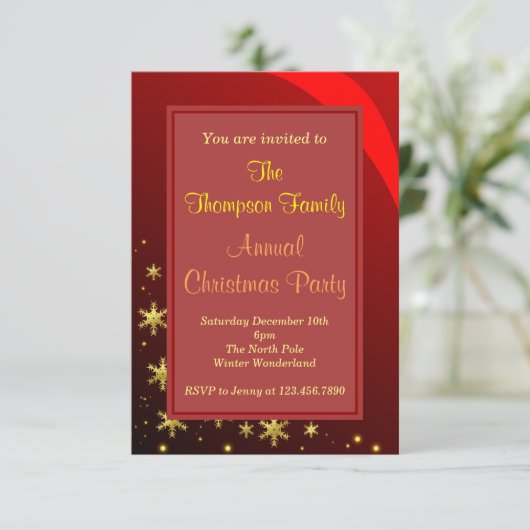Invitation Red Gold Christmas (Debout devant)