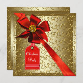 Invitation Red Gold Corporate Christmas Party (Devant / Derrière)