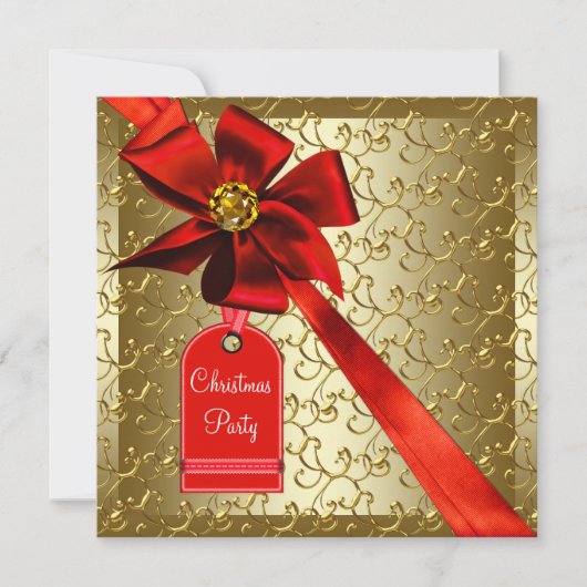Invitation Red Gold Corporate Christmas Party (Devant)