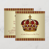 Invitation Red Gold Crown Petit Prince Baby shower garçon (Devant / Derrière)