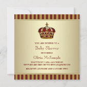 Invitation Red Gold Crown Petit Prince Baby shower garçon (Dos)