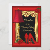 Invitation Red Gold Drapes High Heures Rose fête d'anniversai (Devant)
