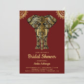 Invitation Red Gold Elephant Indian Bridal Shower (Debout devant)