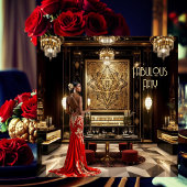 Invitation Red Gold Fabo Art déco Room Ethnic Woman