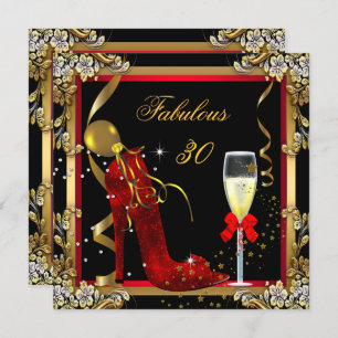 Invitation Red Gold Fabulous 30 fête d'anniversaire