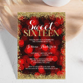 Invitation Red Gold Faux Parties scintillant Lumières Sweet 1