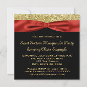 Invitation Red Gold Feather Sweet 16 Masquerade Party (Dos)