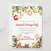 Invitation Red Gold Festive Ornament Exchange Christmas Party (Devant)