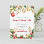 Invitation Red Gold Festive Ornament Exchange Christmas Party (Debout devant)