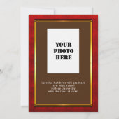Invitation Red Gold Frame Dîner Brown Graduation (Dos)