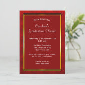 Invitation Red Gold Frame Maroon Diner Graduation (Debout devant)