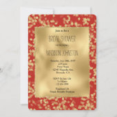 Invitation Red Gold Glam Confetti Fête des mariées Abstraite (Devant)