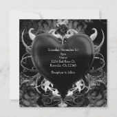 Invitation Red & Gold Gothique Love Romance Mariage de coeur (Dos)