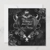 Invitation Red & Gold Gothique Love Romance Mariage de coeur (Devant)