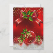 Invitation Red Gold Green Holly Fête de Noël (Dos)
