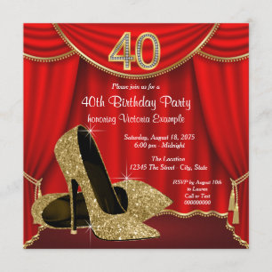 Invitation Red Gold High Heel 40e anniversaire