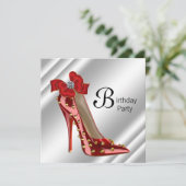 Invitation Red Gold High Heel Chaussure Anniversaire Fête Inv (Debout devant)