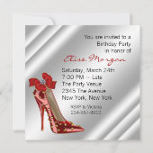Invitation Red Gold High Heel Chaussure Anniversaire Fête Inv (Dos)