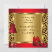 Invitation Red Gold High Heures Rose Leopard fête d'anniversa (Dos)