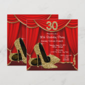 Invitation Red Gold High talon 30e fête d'anniversaire (Devant / Derrière)