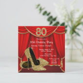 Invitation Red Gold High talon 80e fête d'anniversaire (Debout devant)