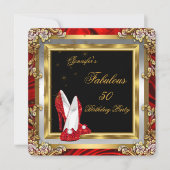 Invitation Red Gold High Talons Noir Fabrique fête d'annivers (Devant)