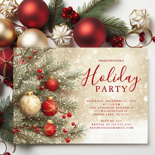 Invitation Red & Gold Holiday Party