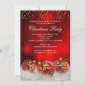 Invitation Red Gold Holly Baubles Noël Fête de Noël (Devant)