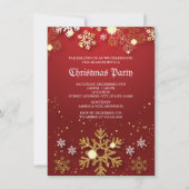 Invitation Red Gold Holly Baubles Noël Fête de Noël (Devant)
