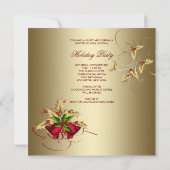 Invitation Red Gold Holly Fête de Noël d'entreprise (Dos)