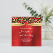 Invitation Red Gold Leopard Foil Gemstone Heart 50e anniversa (Debout devant)