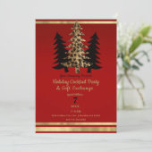 Invitation Red Gold Leopard Glam Christmas Tree Party (Debout devant)