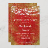 Invitation Red Gold Lights Retraite Party (Devant / Derrière)