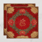 Invitation Red Gold Lotus Ganesh Dieu Mariage indien (Devant / Derrière)