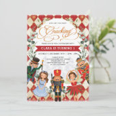 Invitation Red Gold Magical Nutcracker Anniversaire de enfant (Debout devant)