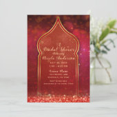 Invitation Red & Gold Marocain Arabian Nights Fête des mariée (Debout devant)