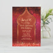 Invitation Red & Gold Marocain Arabian Nights Sweet 16 Party (Debout devant)