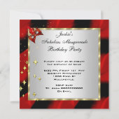 Invitation RED Gold Mask Masquerade Party Anniversaire (Dos)