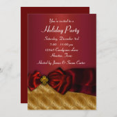 Invitation Red Gold Noël (Devant / Derrière)