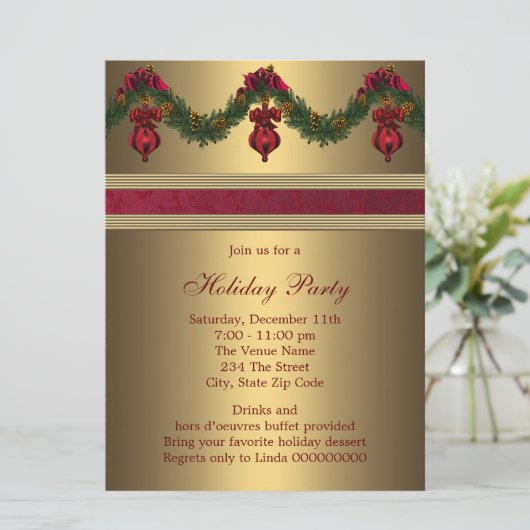 Invitation Red Gold Noël (Debout devant)