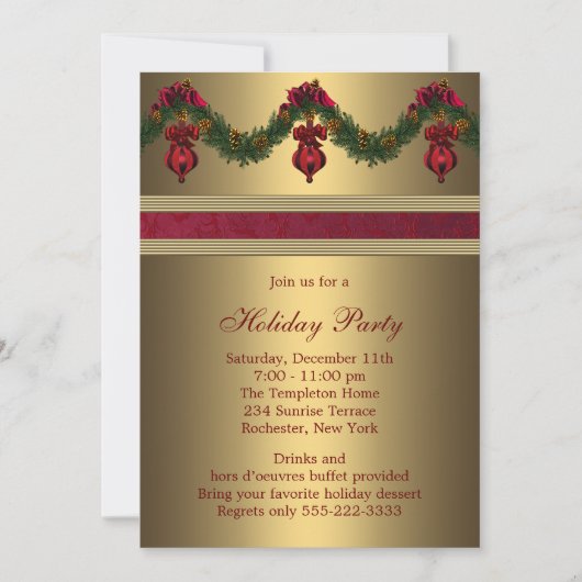 Invitation Red Gold Noël (Devant)