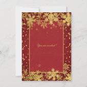 Invitation Red Gold Noël Dinner Party Winter Snowflics (Dos)