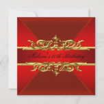 Invitation Red Gold On Red 50th Birthday Party<br><div class="desc">Red Gold On Red 50th Birthday Party Anniversaire Party,  Anniversaire,  Fête Invitation. Customisez avec vos propres détails.</div>