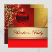 Invitation Red Gold Orament Red Gold Noël Party (Devant / Derrière)