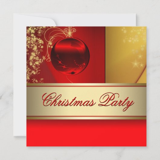 Invitation Red Gold Orament Red Gold Noël Party (Devant)