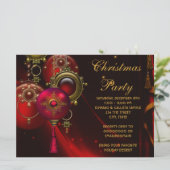 Invitation Red Gold Ornamals Corporate Christmas Party (Debout devant)
