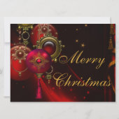 Invitation Red Gold Ornamals Corporate Christmas Party (Dos)