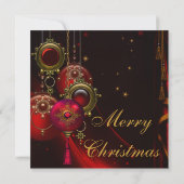 Invitation Red Gold Ornamals Corporate Christmas Party (Dos)