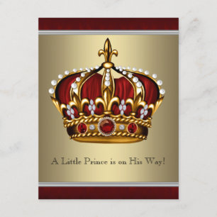 Invitation Red Gold Prince Baby shower garçon