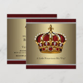 Invitation Red Gold Prince Baby shower garçon (Devant / Derrière)